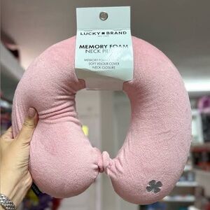 Lucky Brand Travel Memory Foam Soft Pink Neck Pillow NWOT